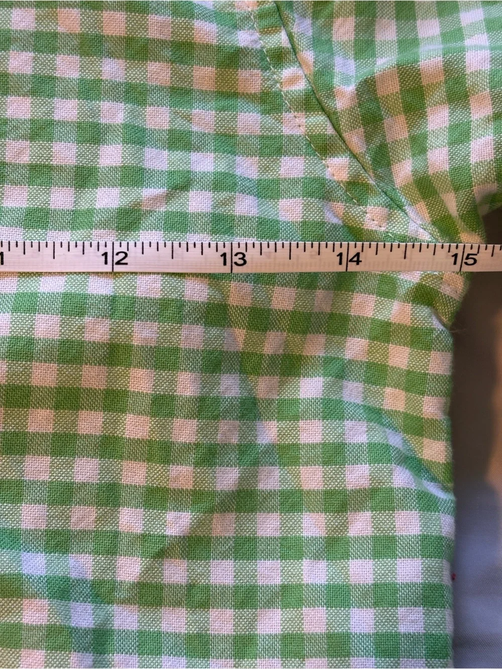 Ralph Lauren Boys Size 6 Green and White Gingham Plaid Button-Up Shirt
